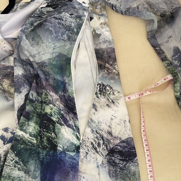 YUMI Mountain Print DRESS Sheer Sleeve Small - Picture 8 of 8